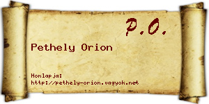 Pethely Orion névjegykártya